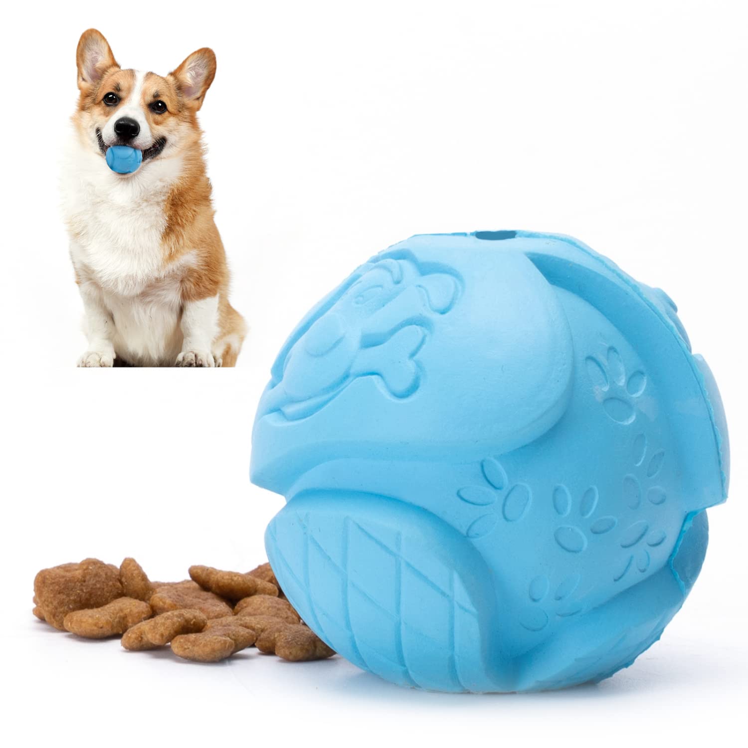 Nobleza Dog Treat Ball, Durable Safe Rubber IQ Dog Food Ball Dispenser for Chewing and Slow Feeing, Interactive Bouncy Enrichmen
