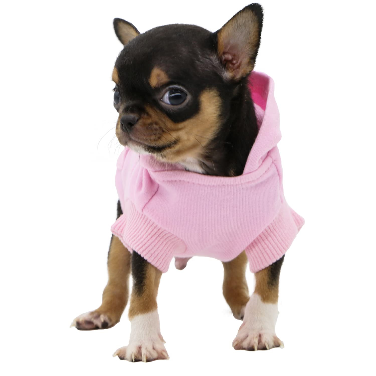 Lophipets Dog Cotton Hoodies Sweatshirts For Small Dogs Chihuahua Puppy Clothes Cold Weather Coat-Pink/Xxs