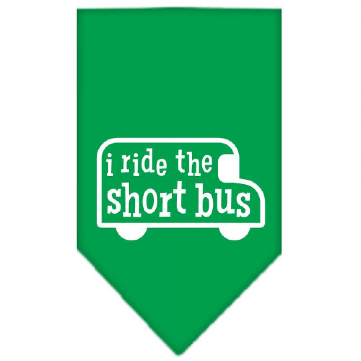 Mirage Pet Products I Ride The Short Bus Screen Print Bandana, Large, Emerald Green