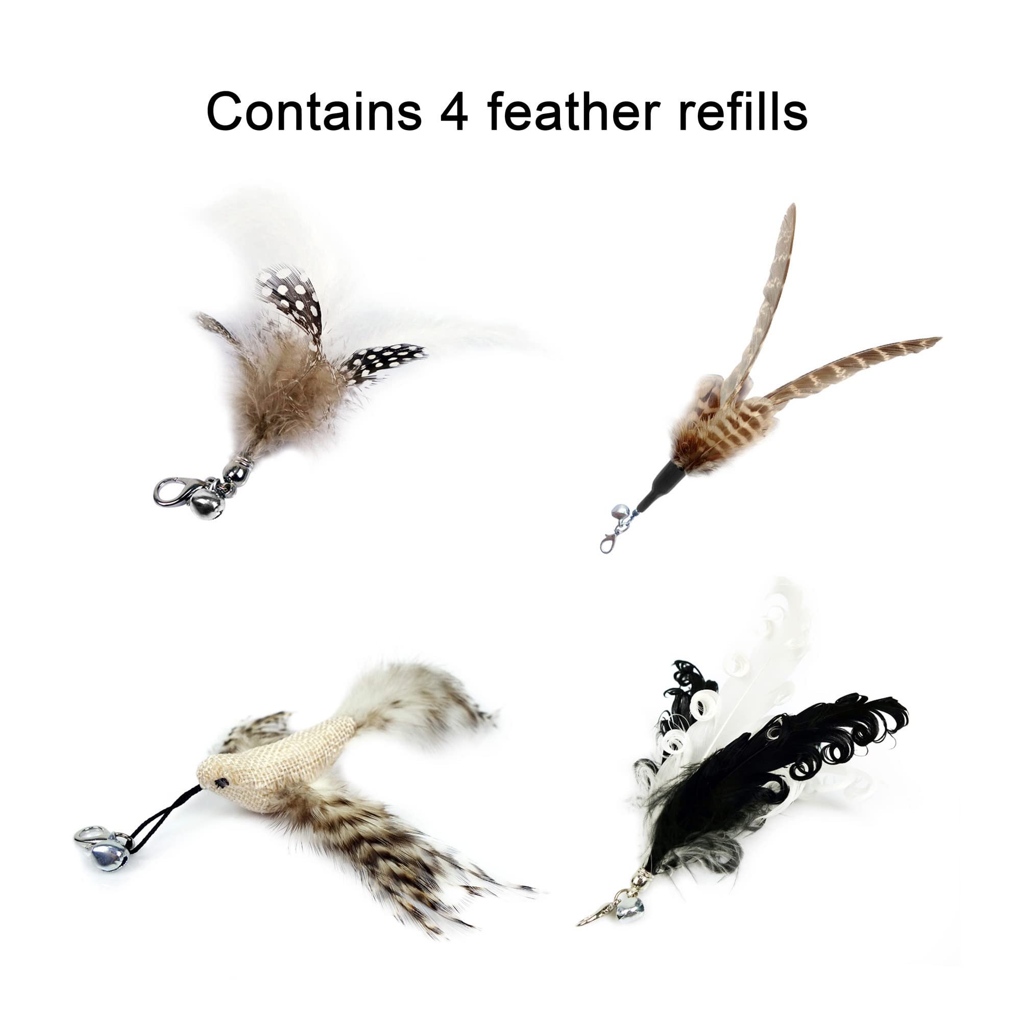 Ttcat Cat Wand Toys,Interactive Bird Toy Set,35'' Flexible Steel Wire And 4Pcs Feather Refills,Teaser Toys For Indoor Cat And Ki