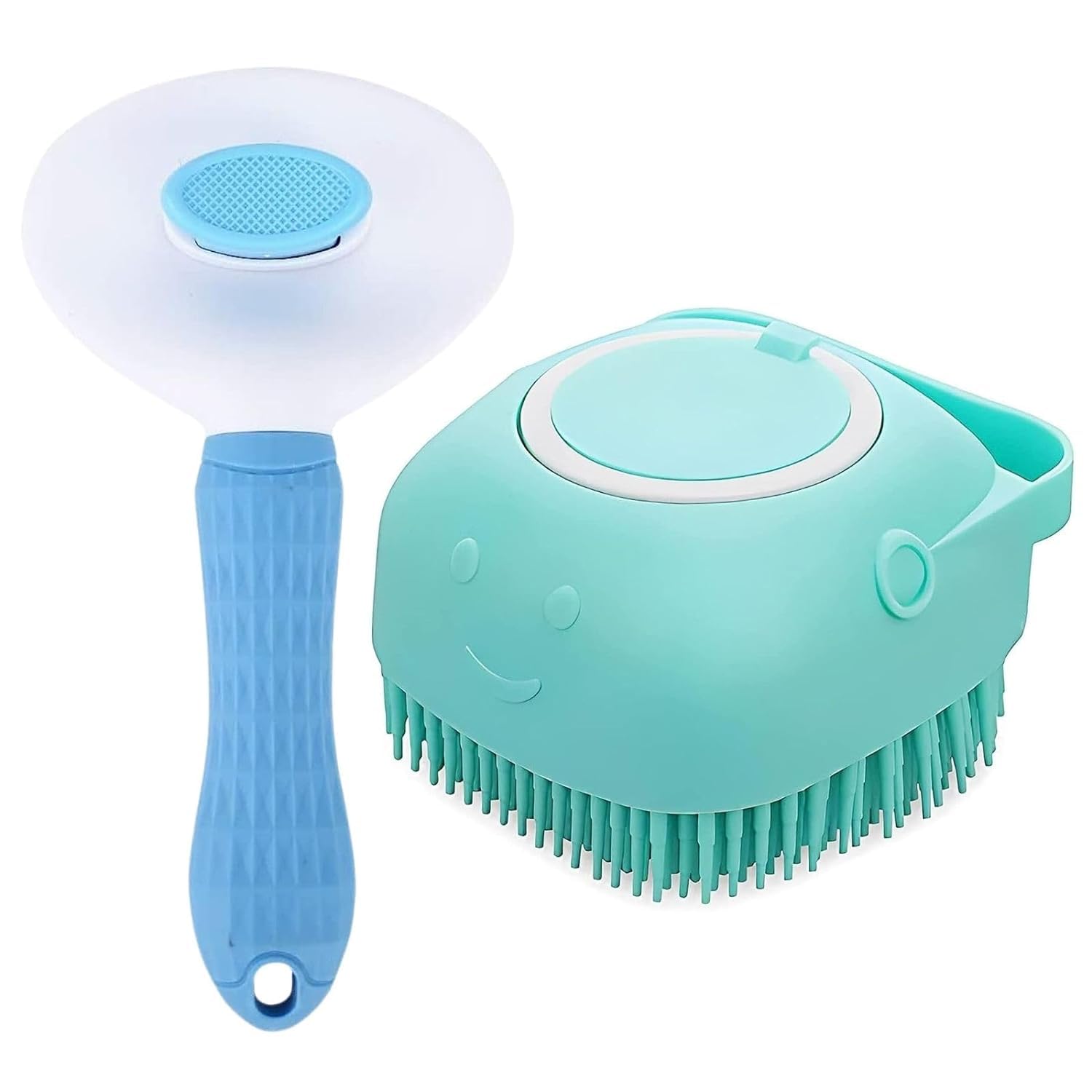 PSK PET MART Grooming Combo Pet Slicker Brush and Bath Brush, Cleaning And Shower Bathing for Dogs and Cats (Pack of 2, Multicol