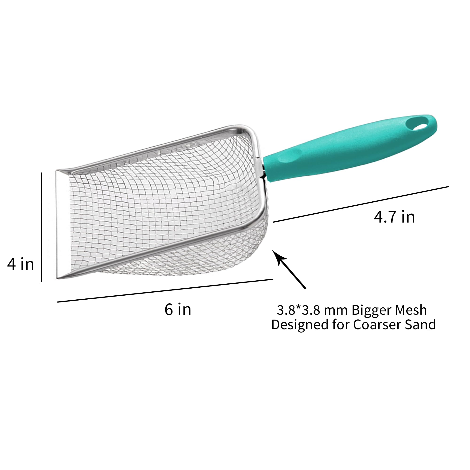 Hlmoptimo Cat Litter Scoop Stainless Steel Mesh Scooper Long Handle Deep Shovel Non-Stick Coated Metal Litter Scoop For Litter B