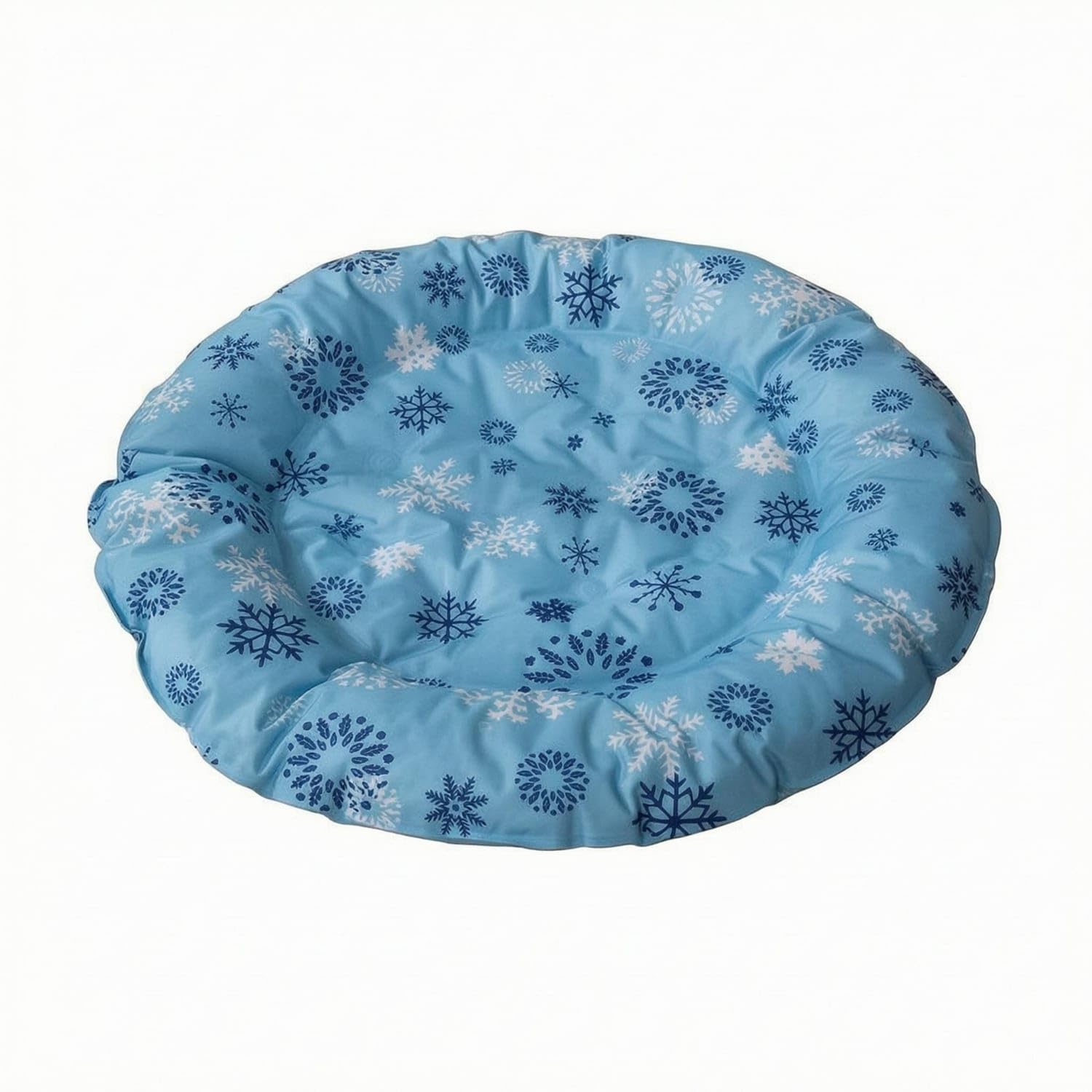 Padded Pet Cooling Mat Round Summer Pet Bed Mat Textile Cover Printed Patterns for Warm Weather, Blue, L