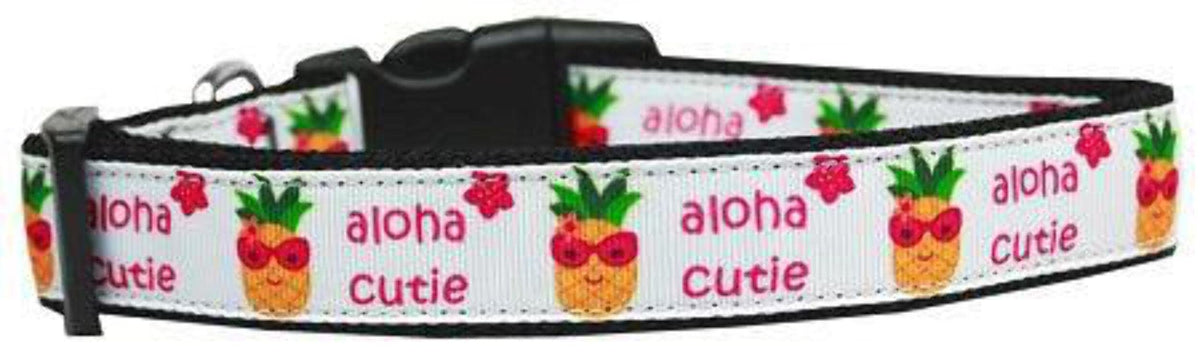 Pet Dog & Cat Nylon Collar or Leash, &quot;Aloha Cutie&quot; MD Collar