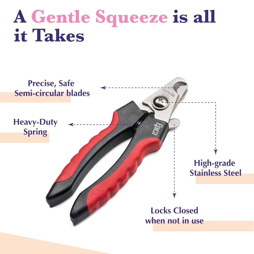 Epica Cat Nail Clipper, Dog Nail Clipper | Cat Nail Clippers With Safety Guard, Cat Claw Clippers | Dog Nail Clippers For Small Dogs, Puppy Nail Clippers | Cat/Dog Nail Clipper, Small/Medium Black