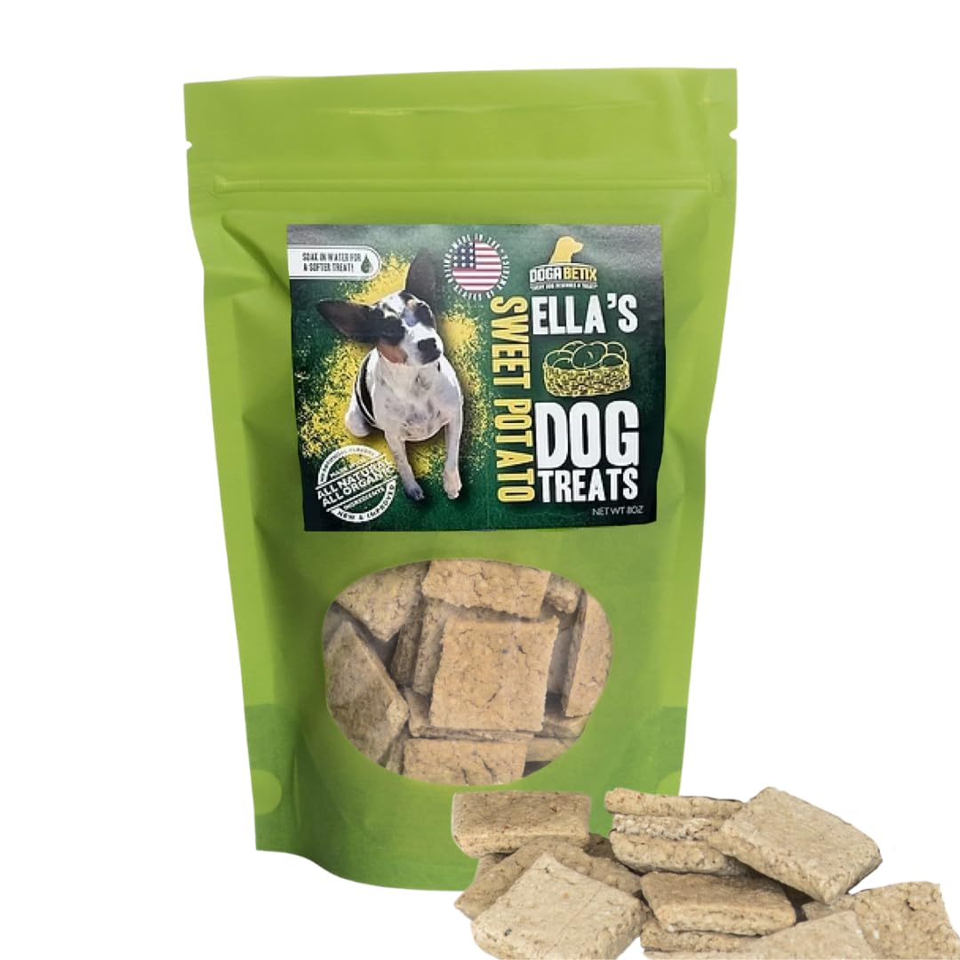 DogaBetix Ellas Diabetic Dog Treats Sweet Potato (8oz) - Low Glycemic Ingredients - Vet Approved - Made in USA by Owners of Dia