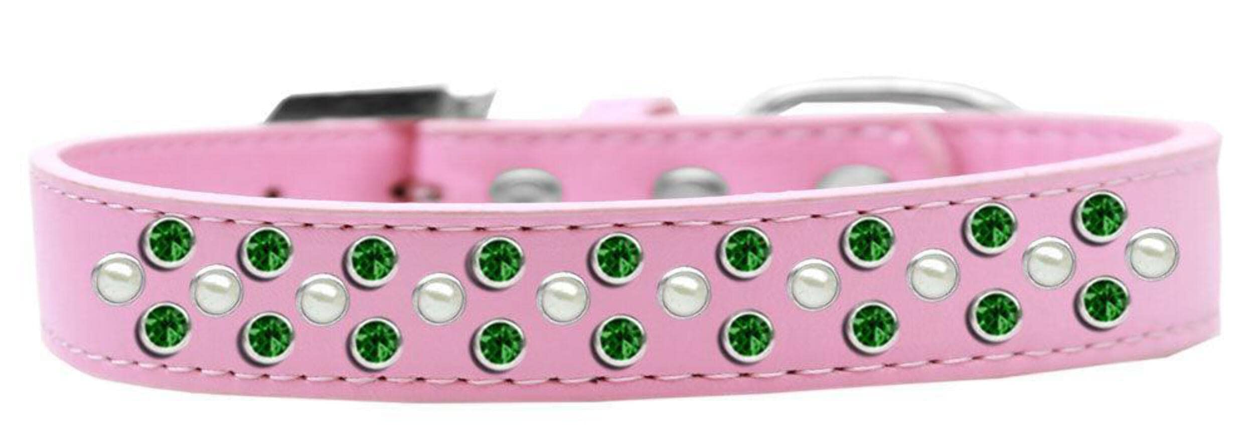 Mirage Pet Products Sprinkles Dog Collar with Pearl and Emerald Green Crystals, Size 20, Lavender