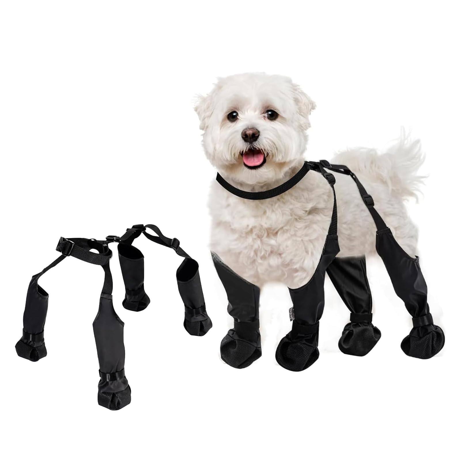 Becrowm Waterproof Dog Boots For Small Medium Dogs, Adjustable Paw Protector Pet Shoes For Outdoor Walking, Soft Pets Paws Prote