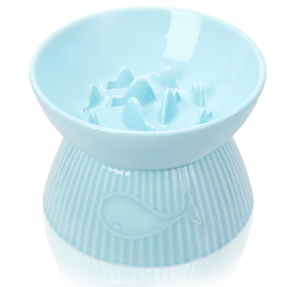 Elevated Slow Feeder Bowl For Cats And Small Dog, Stop Vomiting & Choking, Ceramic Slow Cat Bowl, Spill-Proof & Anti-Tipping, Ea