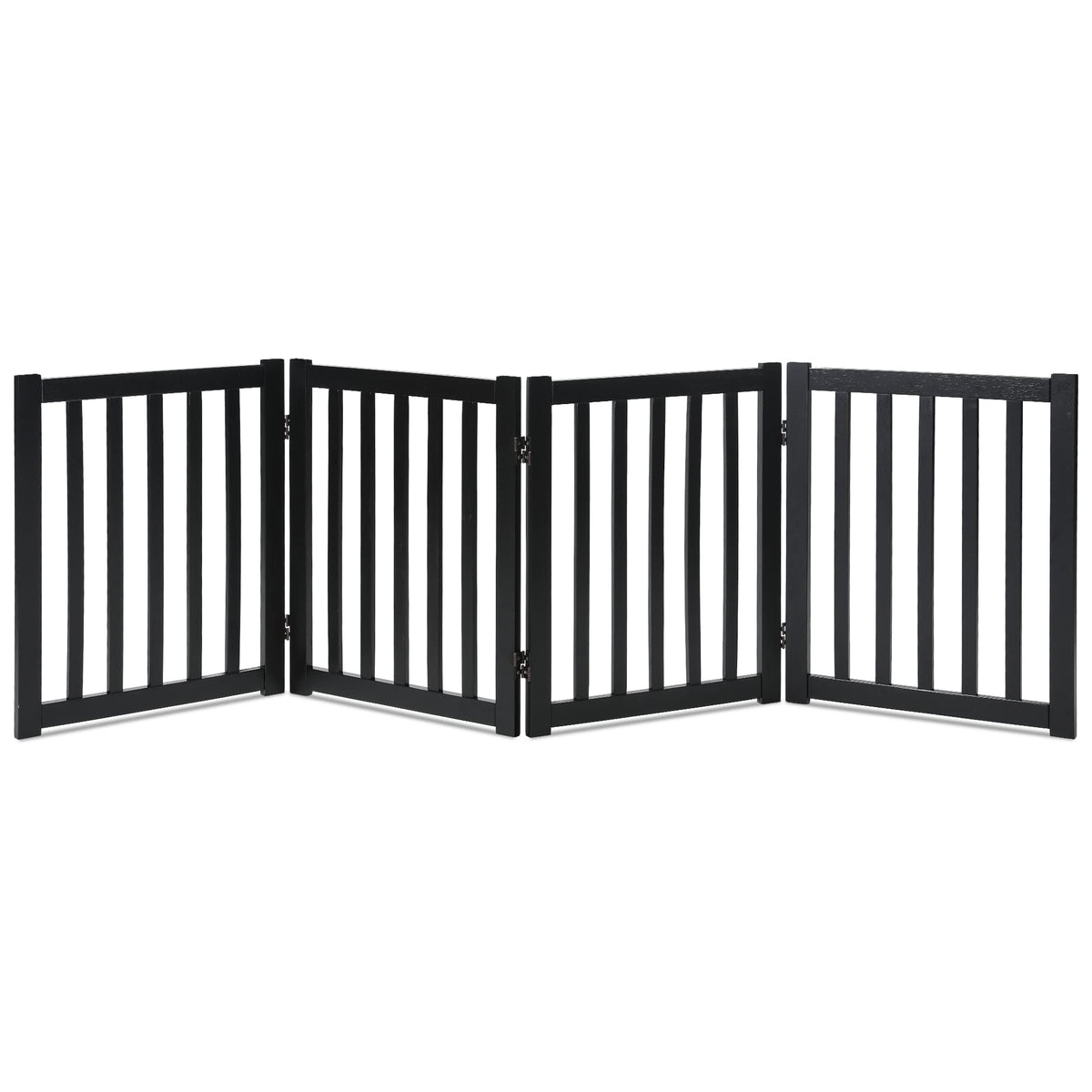 Lzrs Solid Hardwood Freestanding Pet Gate,Wooden Dog Gates For Doorways,Nature Wood Dog Gates For The House,Dog Gate For Stairs,Freestanding Indoor Gate Safety Fence,Black,24' Height-4 Panels