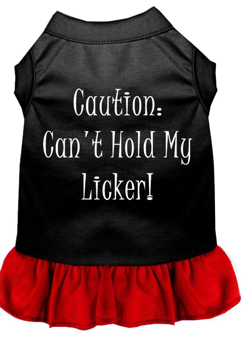 Dog Dress, Pet Dog & Cat Dress Screen Printed, Can't Hold My Licker Black W/Red 3XL (25-35 lbs.)