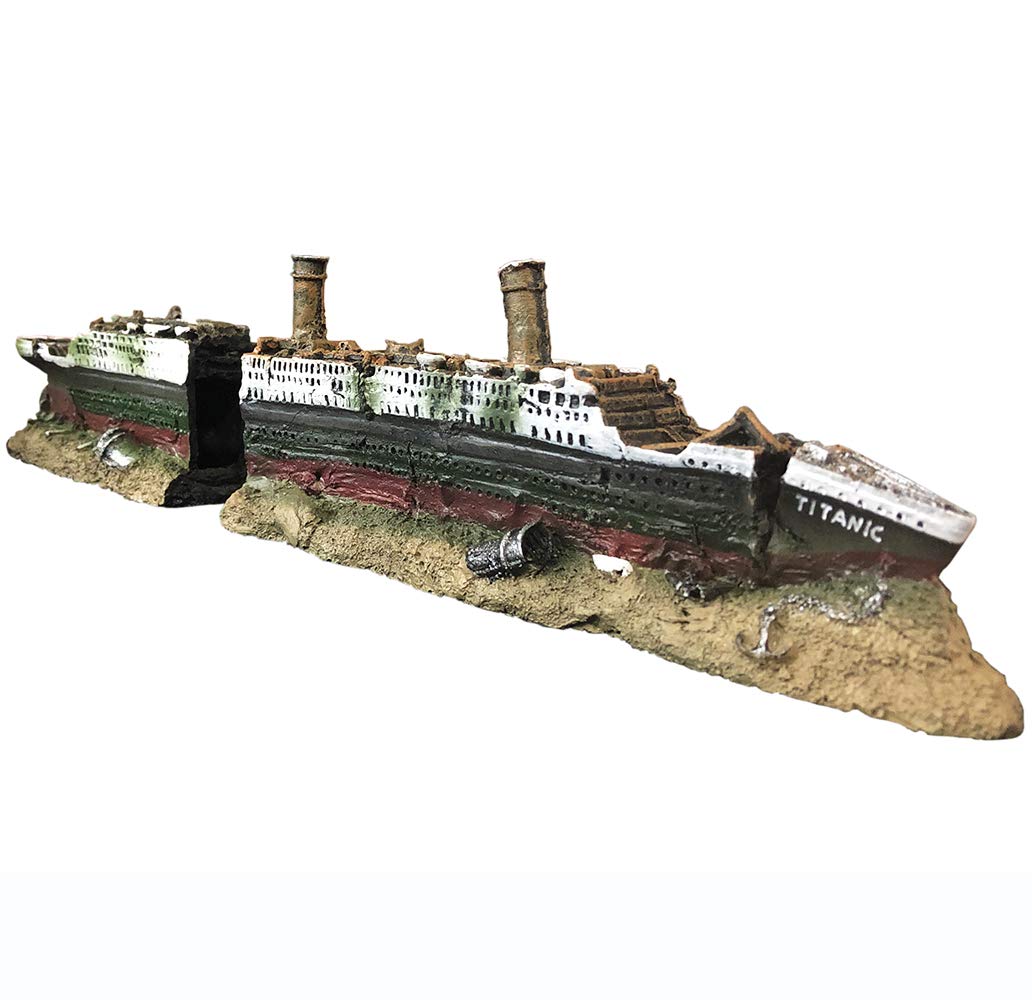 Slocme Aquarium Titanic Shipwreck Decorations - Resin Material Ship Decorations，Fish Tank Sunken Ship Ornament Aquarium Environment Friendly Decorations