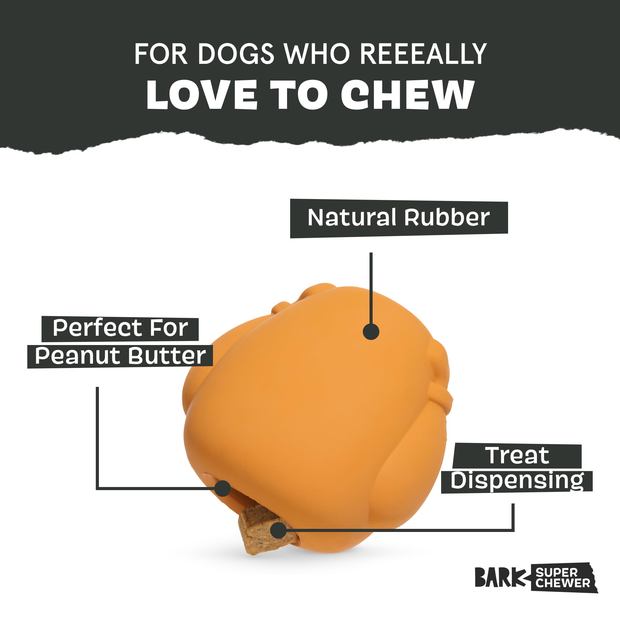 Barkbox Bark Stuffed Turkey Dog Toy | Natural Rubber, Treat Dispensing, Perfect For Peanut Butter | Dog Toy For Aggressive Chewe