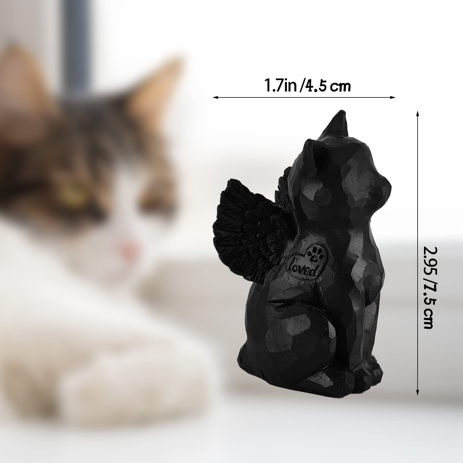 Cat Memorial Gifts, Loss Of Cat Sympathy Gift, Angel Cat Figurine Rainbow Bridge Pet Memorial Gifts, Cat Gifts For Cat Lovers, Cat Remembrance Grief Condolence Bereavement Gifts, Black Cat Decor
