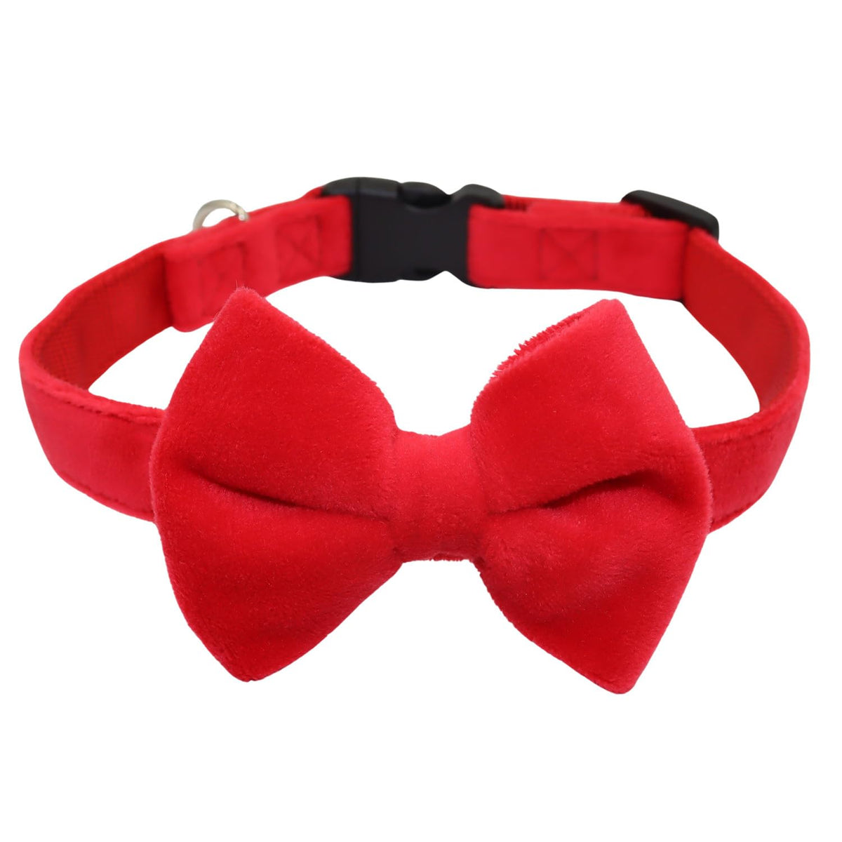 Wdpaws Dog Collar With Bowtie Soft Velvet Material With Quick Release Buckle For Large Dogs (Red, L)