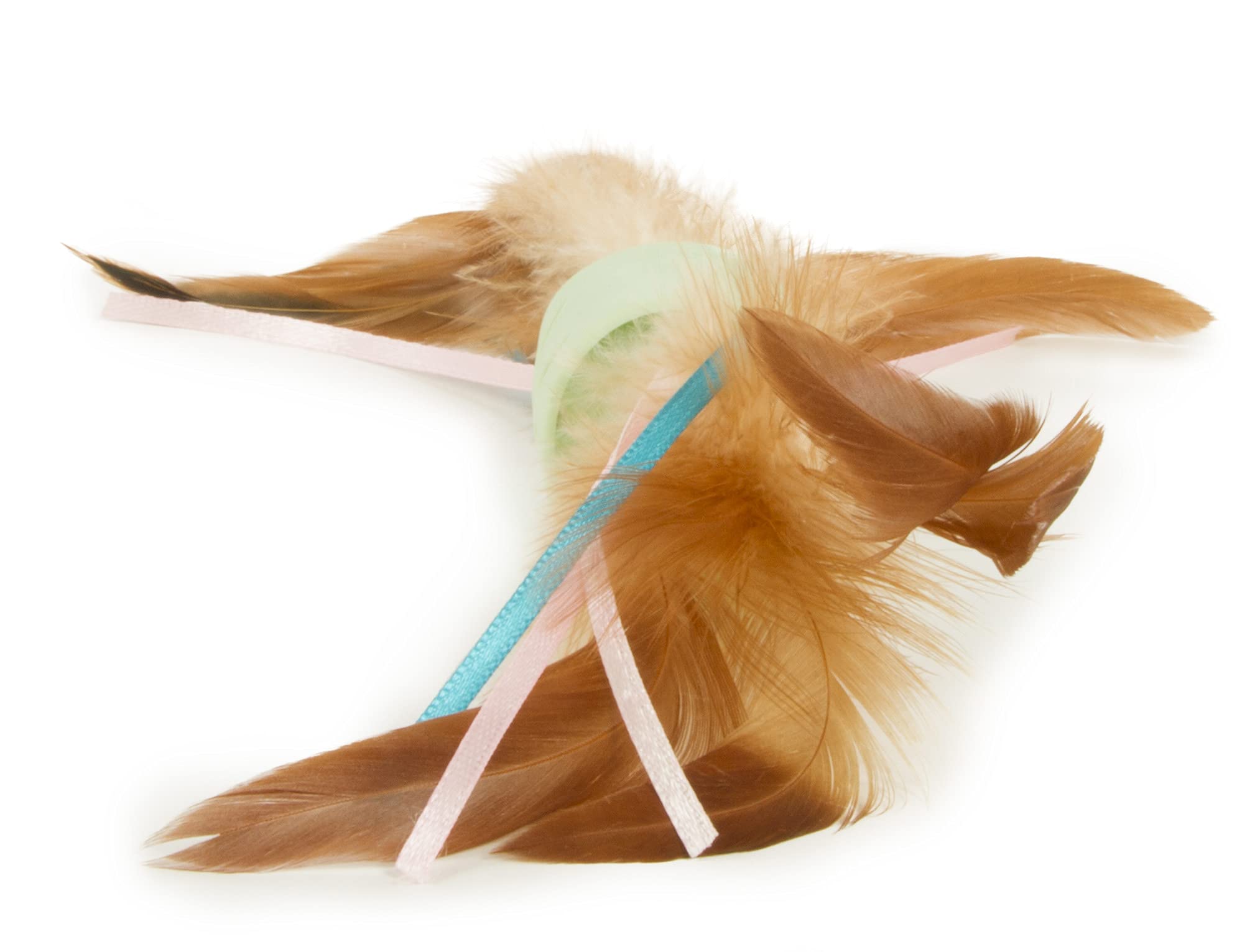 Smartykat Flutter Roller Feather & Ribbon Chase Cat Toy - Green, One Size
