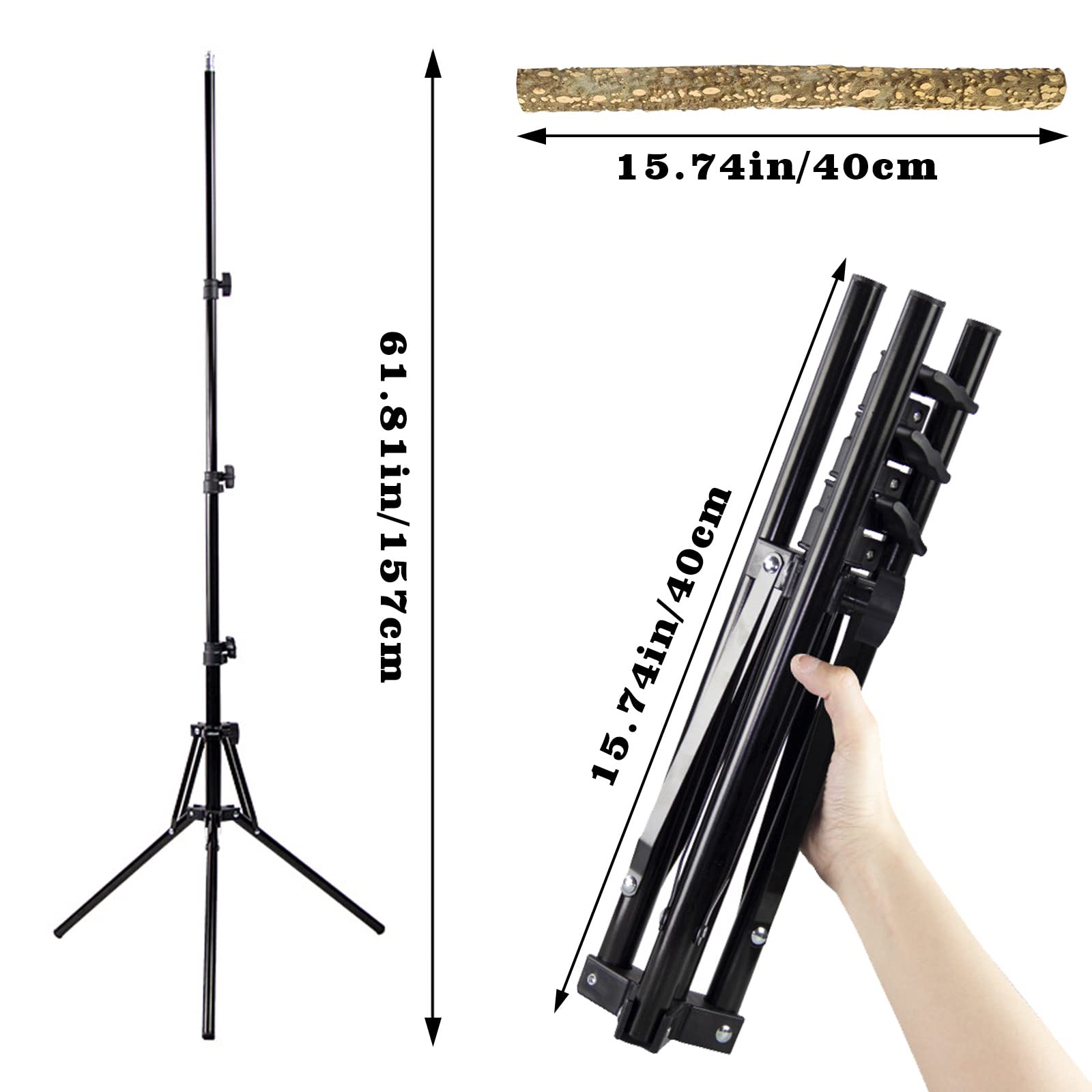 16-63 Inch Height Adjustable Bird Perch Stand, Natural Pepper Wood Parrot Perch Toy, Bird Training Perch Stand, Indoor And Outdoor Bird Stands For Small To Medium Bird