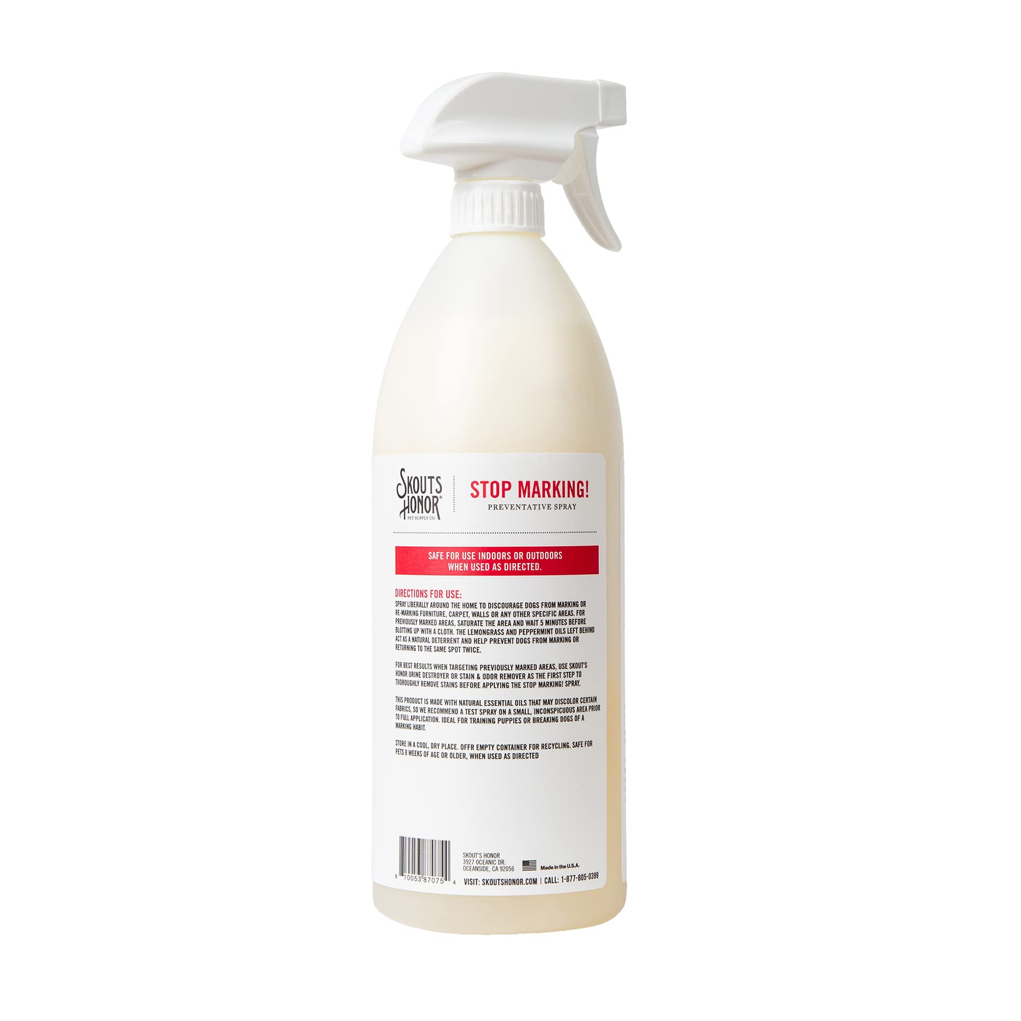 SKOUT'S HONOR Stop Marking! Preventative Spray for Dogs - Natural Lemongrass & Peppermint Oils - Eco-Friendly Training Aid, Alco