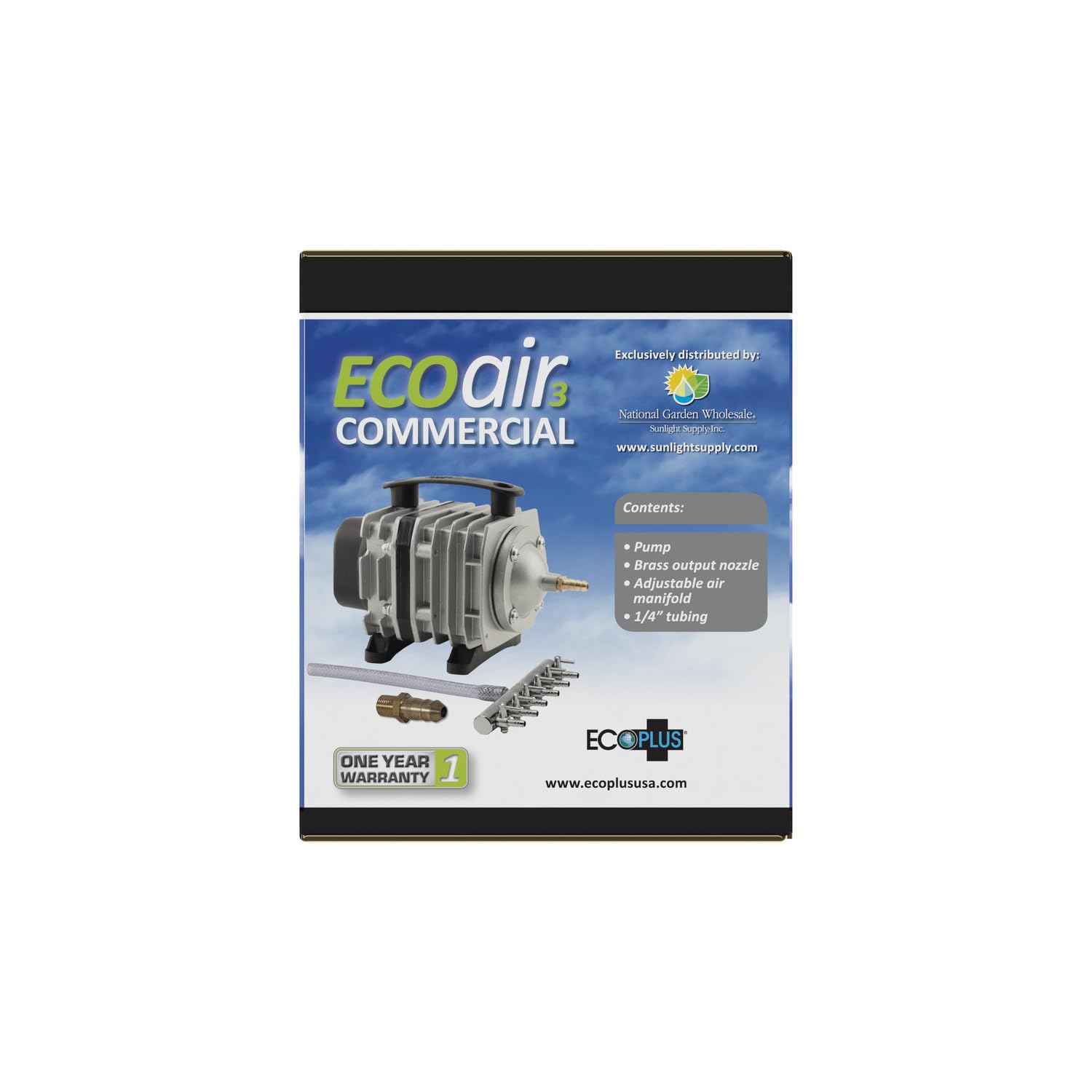 Ecoplus Ecoair3 Commercial Grade Air Pump 1030 Gph - 35 Watt Single Outlet