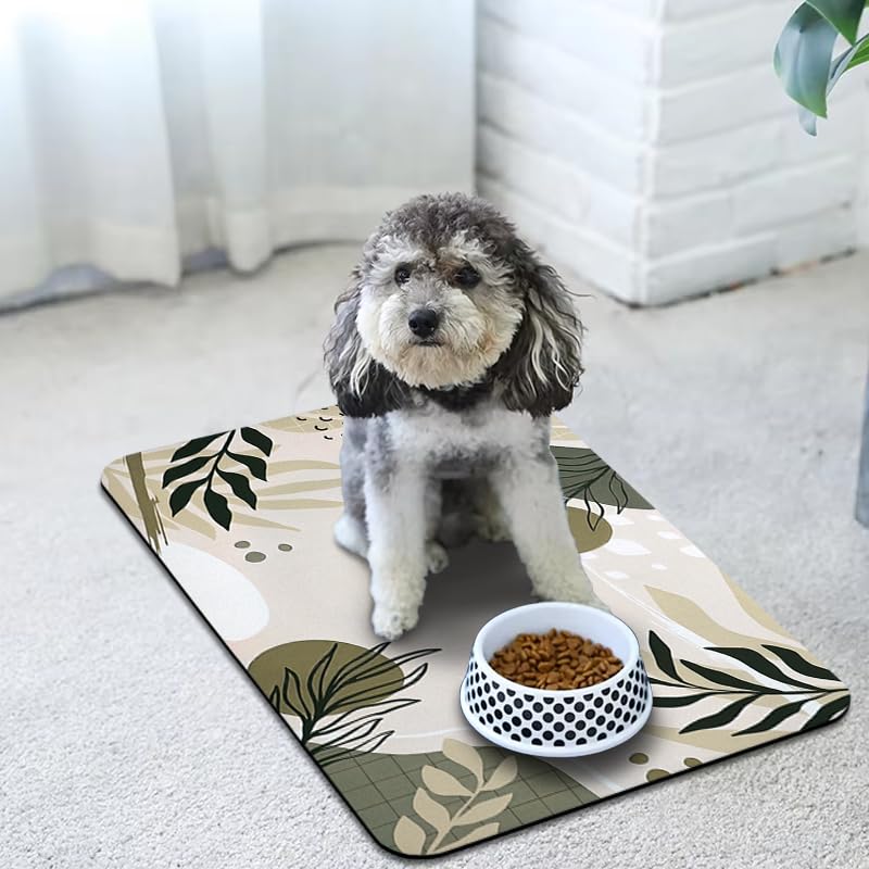 Zoeeya Dog Food Mats for Floors Waterproof, Dog Cat Water Bowl Mats Pet Feeding Absorbent Mat Dog Cat Pet Placemats for Food and
