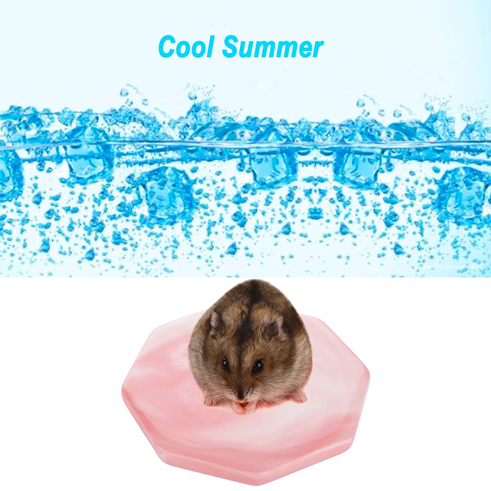 Dqitj Hamster Ceramic Summer Cool Plate Pet Heat Dissipation Plate Octagon Shape Cooling Mat For Hamster And Small Pets (Pink, D