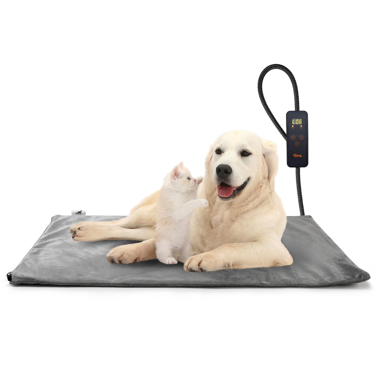 Toozey Pet Heating Pad, 6 Adjustable Temperature Dog Cat Heating Pad With Timer, Waterproof Heated Dog Bed With Chew Resistant Cord, Indoor Electric Pet Heated Mat 28X20In