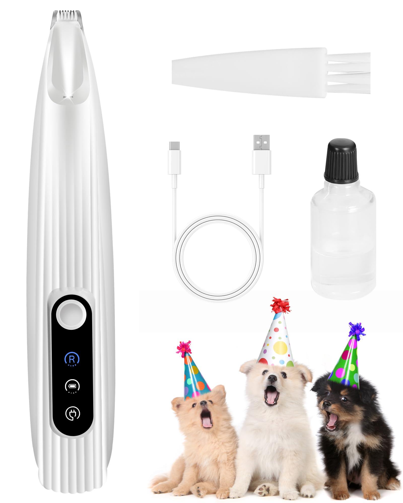 FURBONA Upgraded Dog Paw Trimmer with LED Light, 9 mm Mini Blade (0.35 inches), Smart Display, Type-C Rechargeable Pet Clippers 