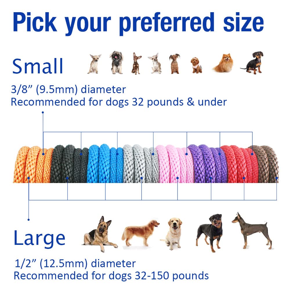 Lynxking Slip Lead Dog Leash 6 Ft X 1/2 Inches Strong Heavy Duty Dog Rope Leash Braided Comfortable Handle For Small Medium Larg