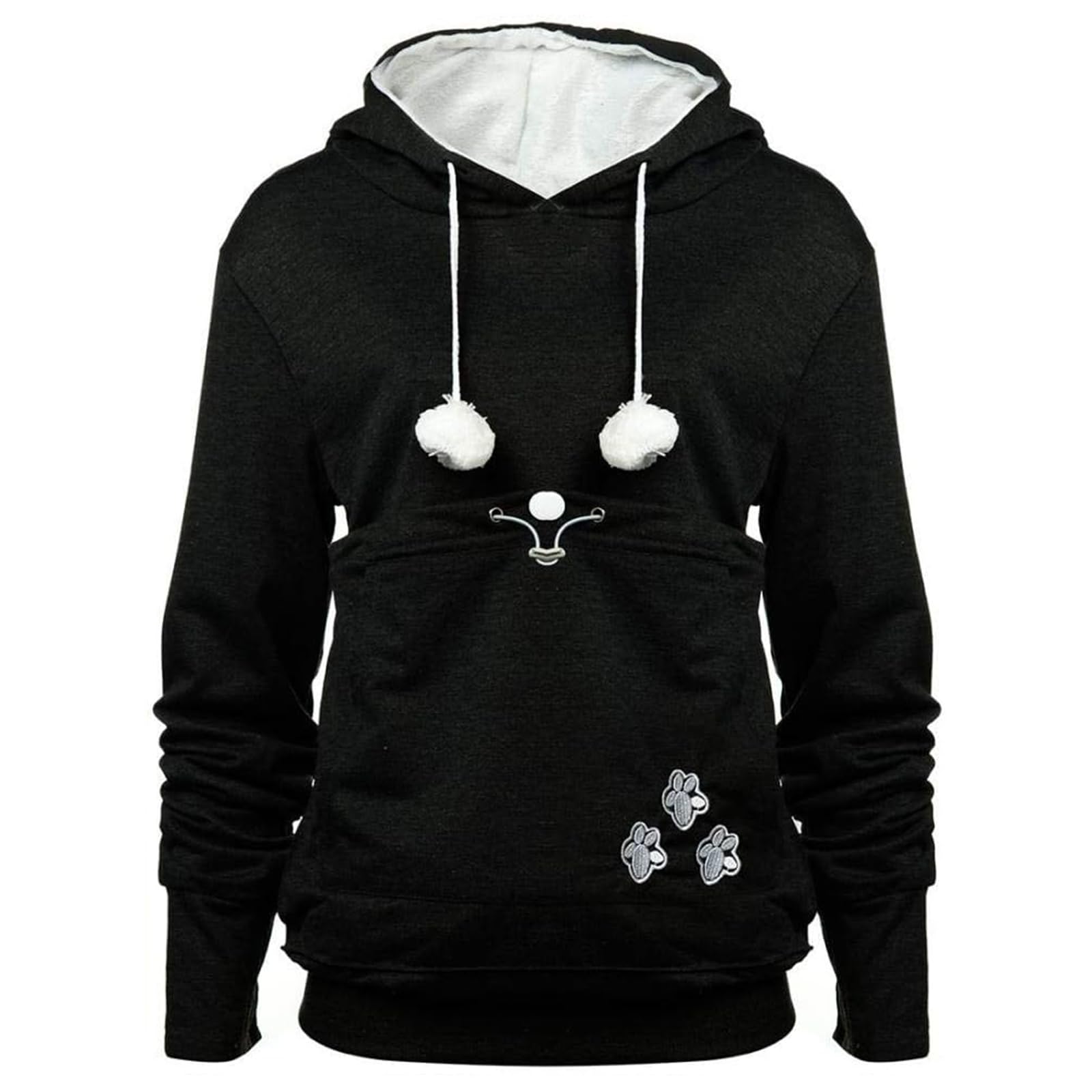 Yyw Womens Pet Hoodies Pullover Sweatshirt Oversized Cat Hoodies Pet Holder Cat Dog Pouch Carriers (Black,Medium)