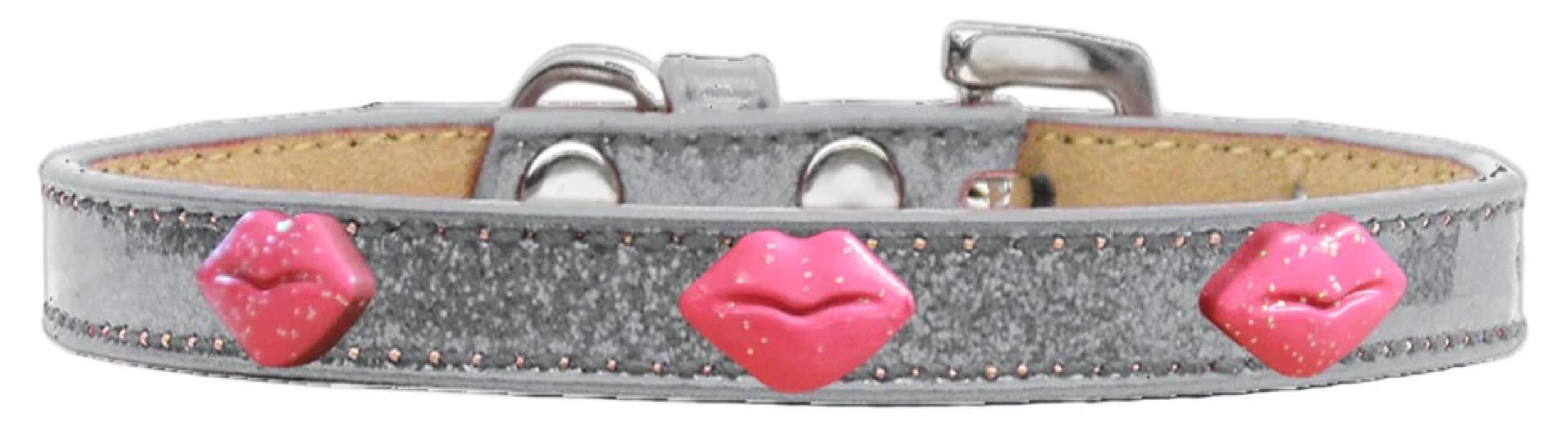 Dog, Puppy & Pet Widget Ice Cream Collar, Pink Glitter Lips Red 10