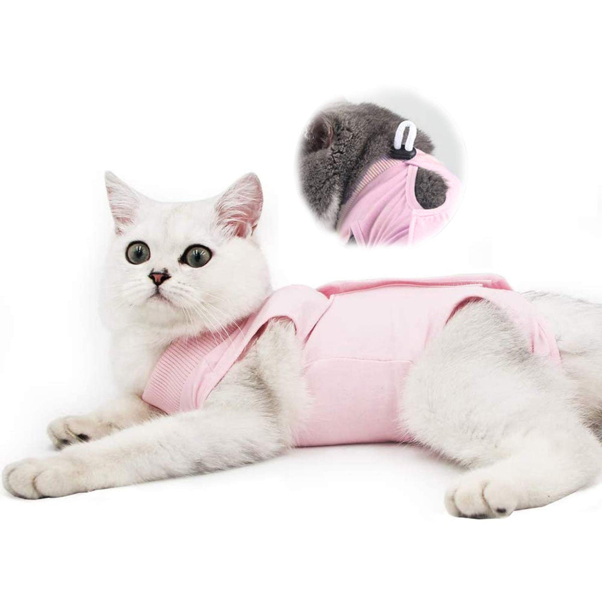 Cat Professional Recovery Suit For Abdominal Wounds And Skin Diseases, E-Collar Alternative For Cats And Dogs, After Surgey Wear Anti Licking, Recommended By Vets（Pink,S