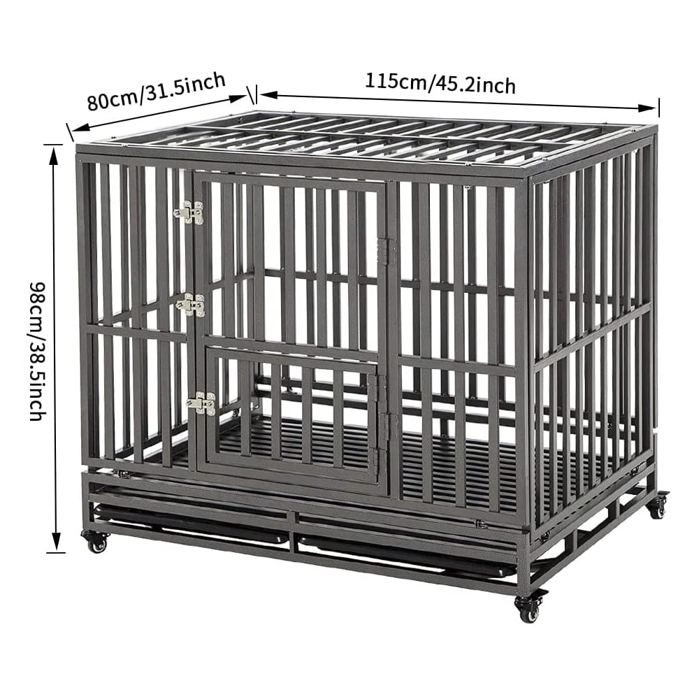 Kelixu 46    Heavy Duty Dog Crate Large Dog Cage Metal Dog Kennels And Crates For Large Dogs Indoor Outdoor With Locks, Lockable