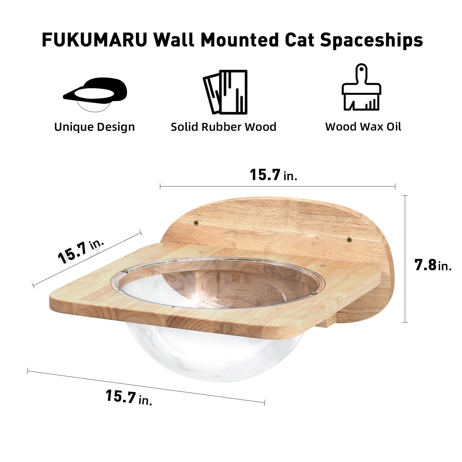 Fukumaru Cat Wall Furniture Set, Transparent Capsule Kitten Walls Shelves With 2 Pcs Pedals - Premium Kitty Bed For Sleeping, Pl