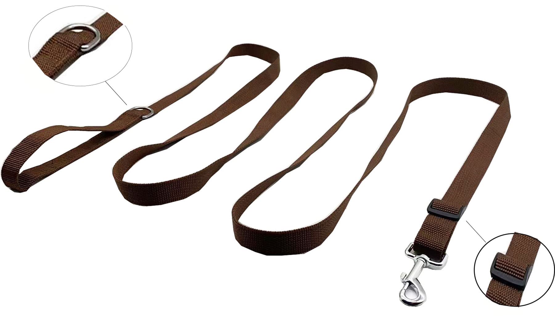6Ft/ 10Ft Adjustable Dog Leash, Nylon Dog Leashes For Medium Large Dogs (10Ft, Brown)