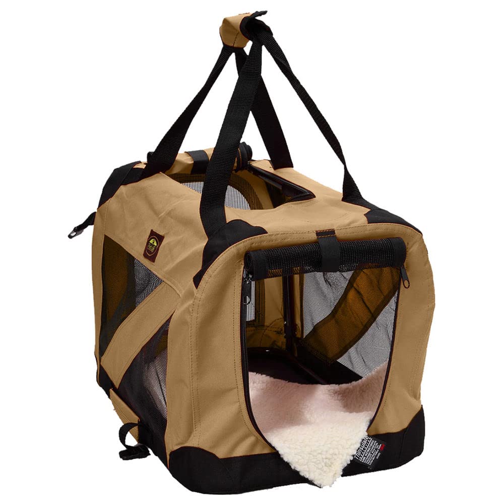 Pet Life Folding Zippered 360° Vista View House Carrier (features 3M Thinsulate): Khaki, Small