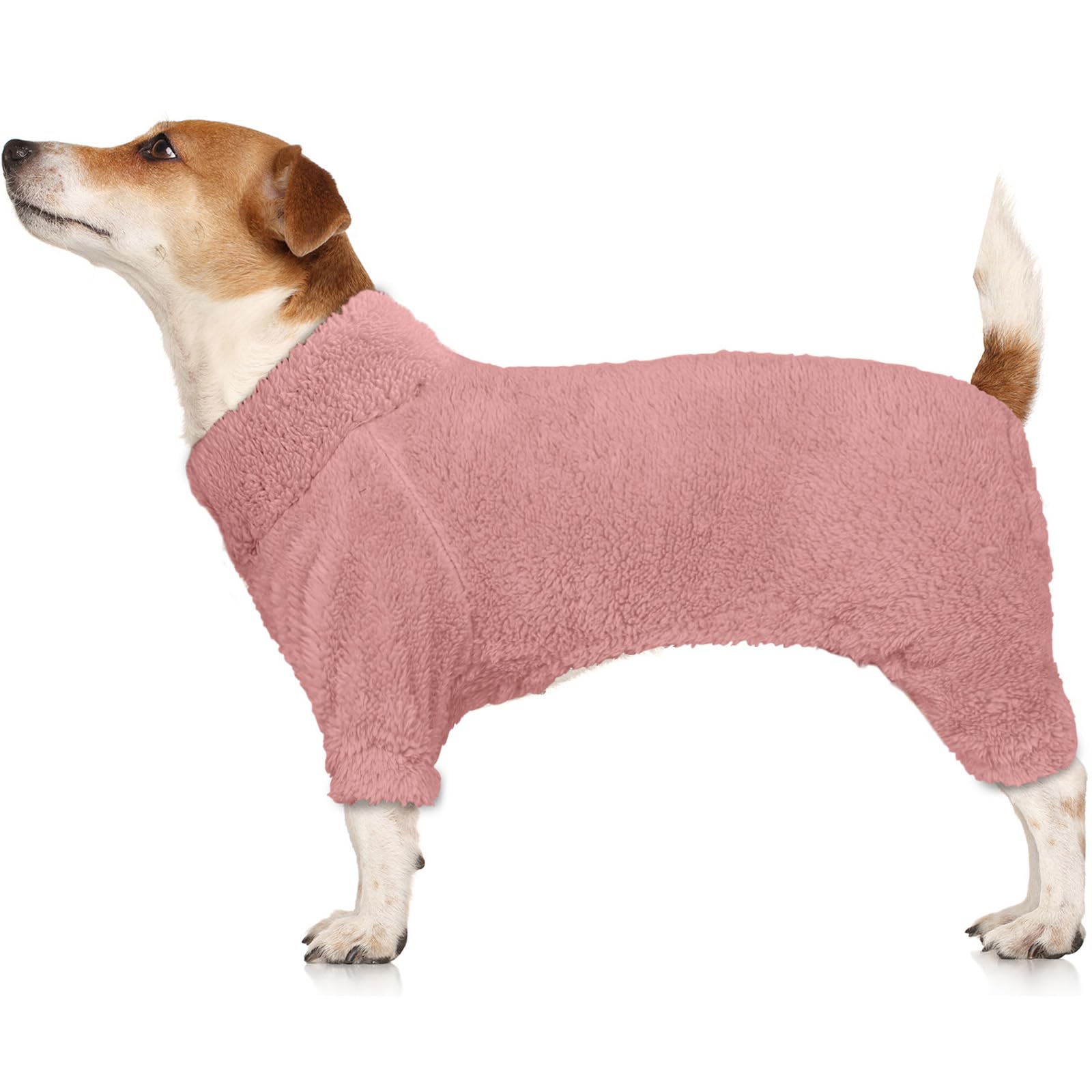 Fuzzy Dog Pajamas Turtleneck Dog Clothes Warm Soft Cozy Lightweight Dog Pjs Dog Sweaters For Large Dogs(Pink-L)
