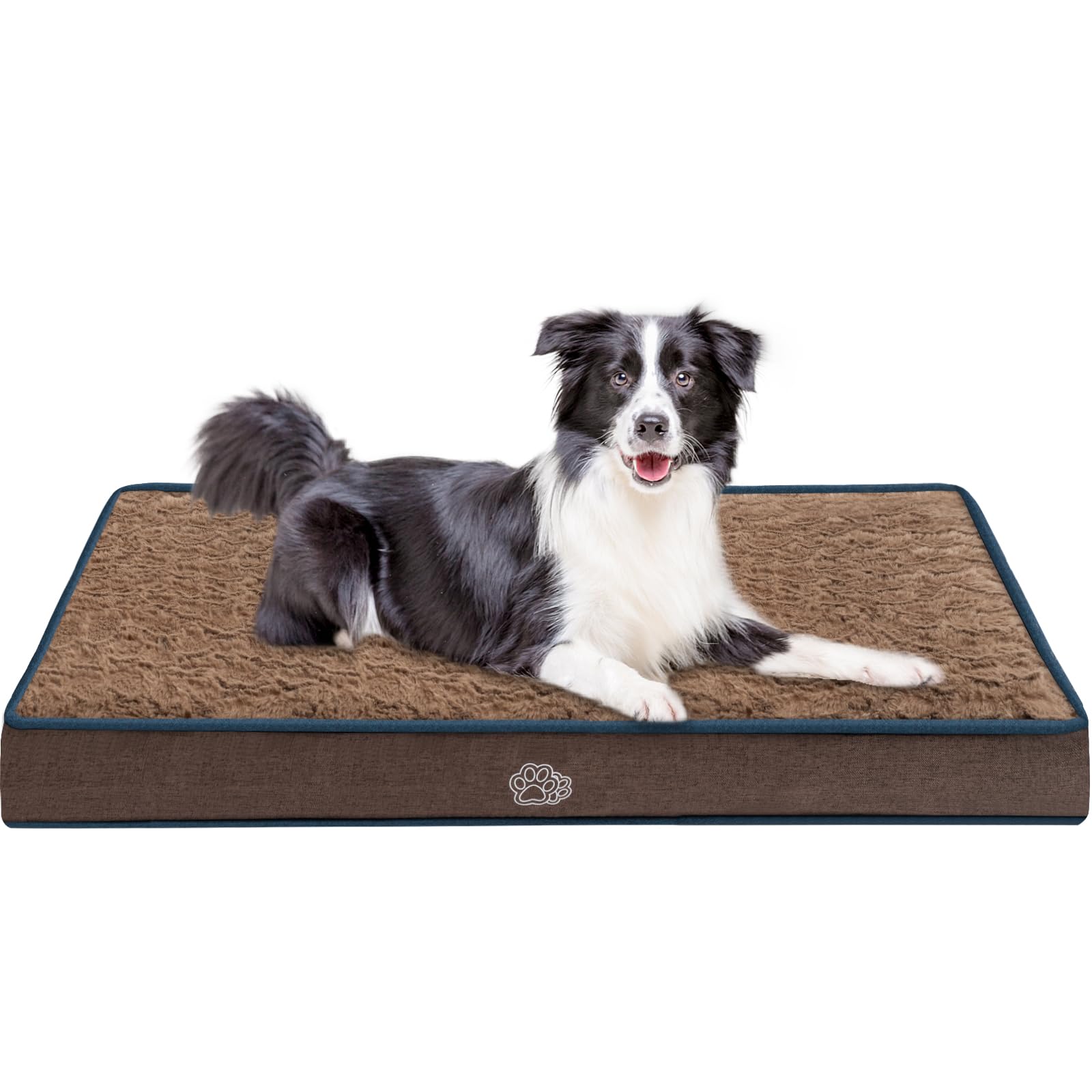 Empsign Dog Bed Mat 35 Inch Reversible Warm & Cool,Washable Dog Crate Bed With Egg Crate Foam Support, Pet Sleeping Mat For Larg