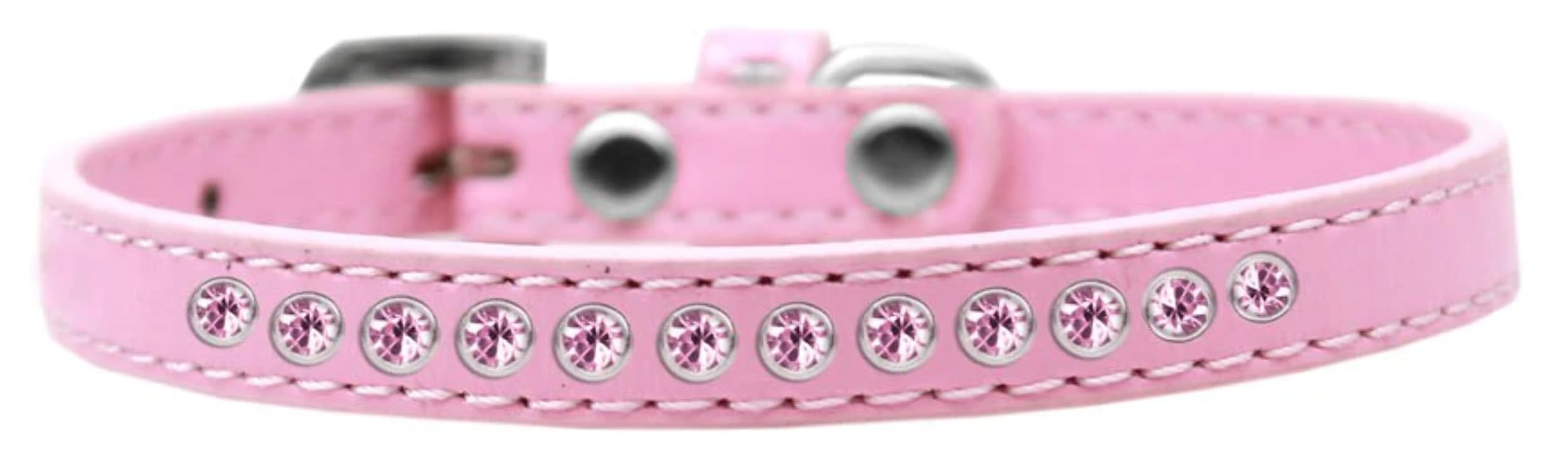 Dog, Puppy & Pet Fashion Collar, &quot;Light Pink Crystal Rimsets&quot; White 8