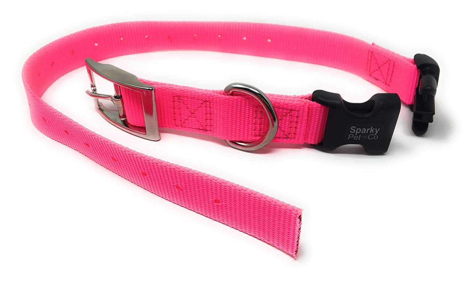 Sparky Pet Co- 1' Quick Snap Double Buckle Replacement Dog Strap (Neon Pink)