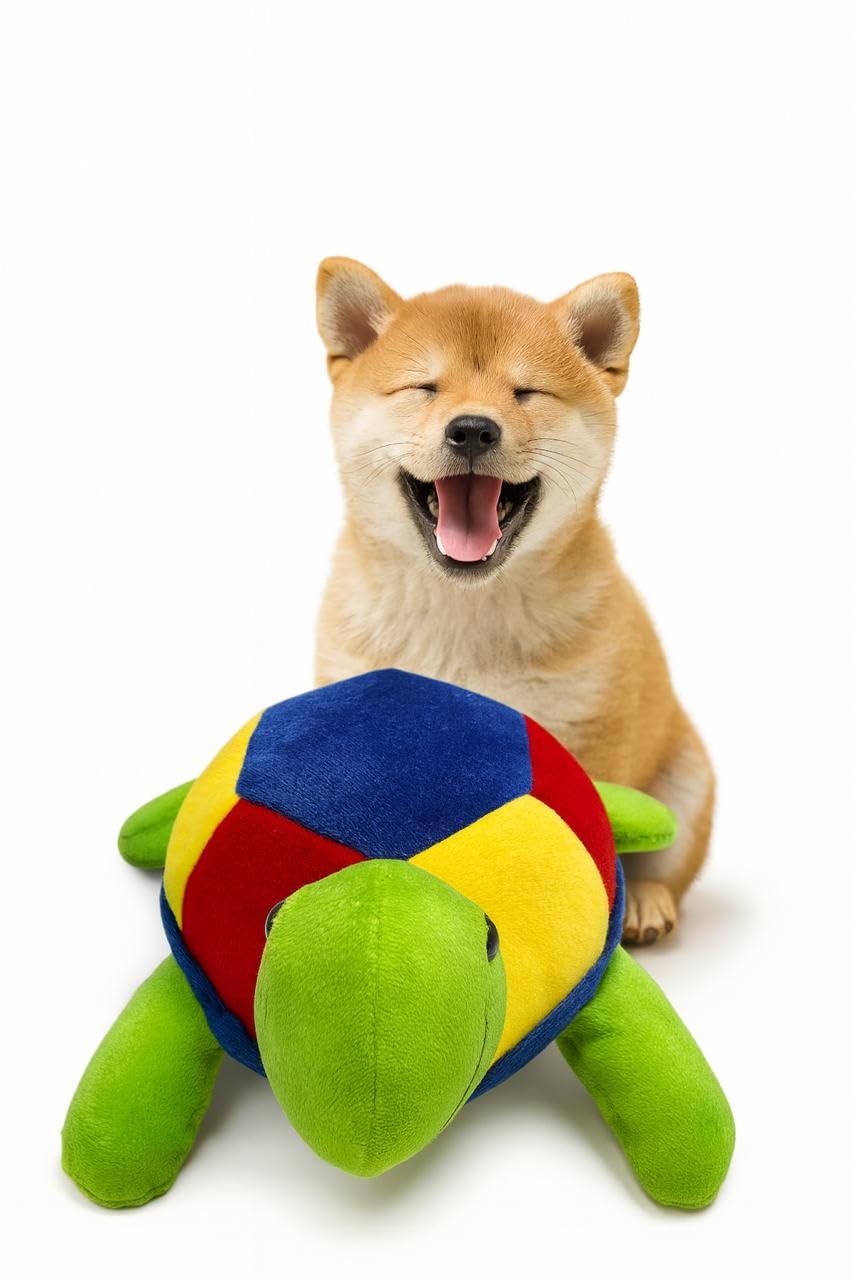 WAGGYTAILS Squeaky Soft Turtle Dog Toy (Made in U.S.A)  Durable Plush Chew Toys with Colorful Design | PetSafe, Interactive, F