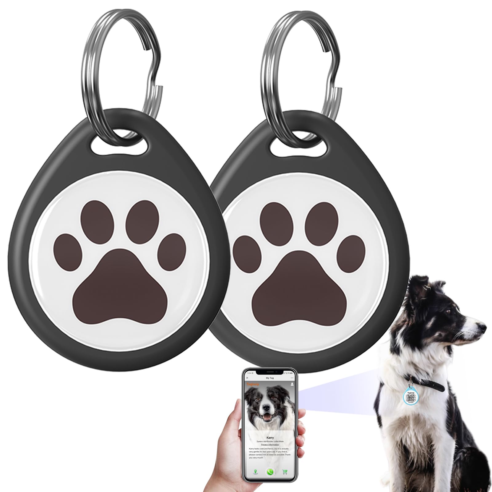 (2 Pack) Qr Code Pet Id Tags For Dog And Cat Collars - Personalized Online Profile, Instant Location Alert, Anti-Lost - No Subsc