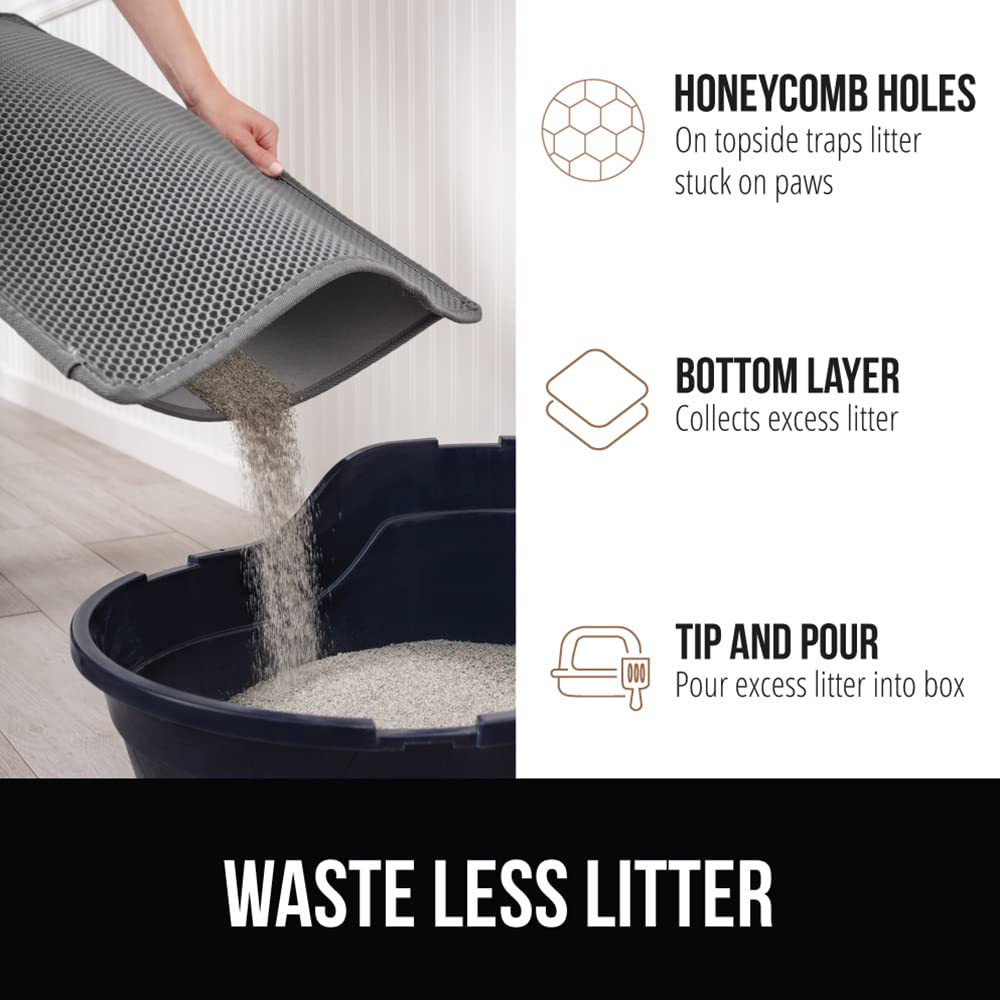 Gorilla Grip Honeycomb Cat Mat, Traps Litter, Two Layer Trapping Kitty Mats, Less Waste, Soft On Paws, Indoor Box Supplies And E