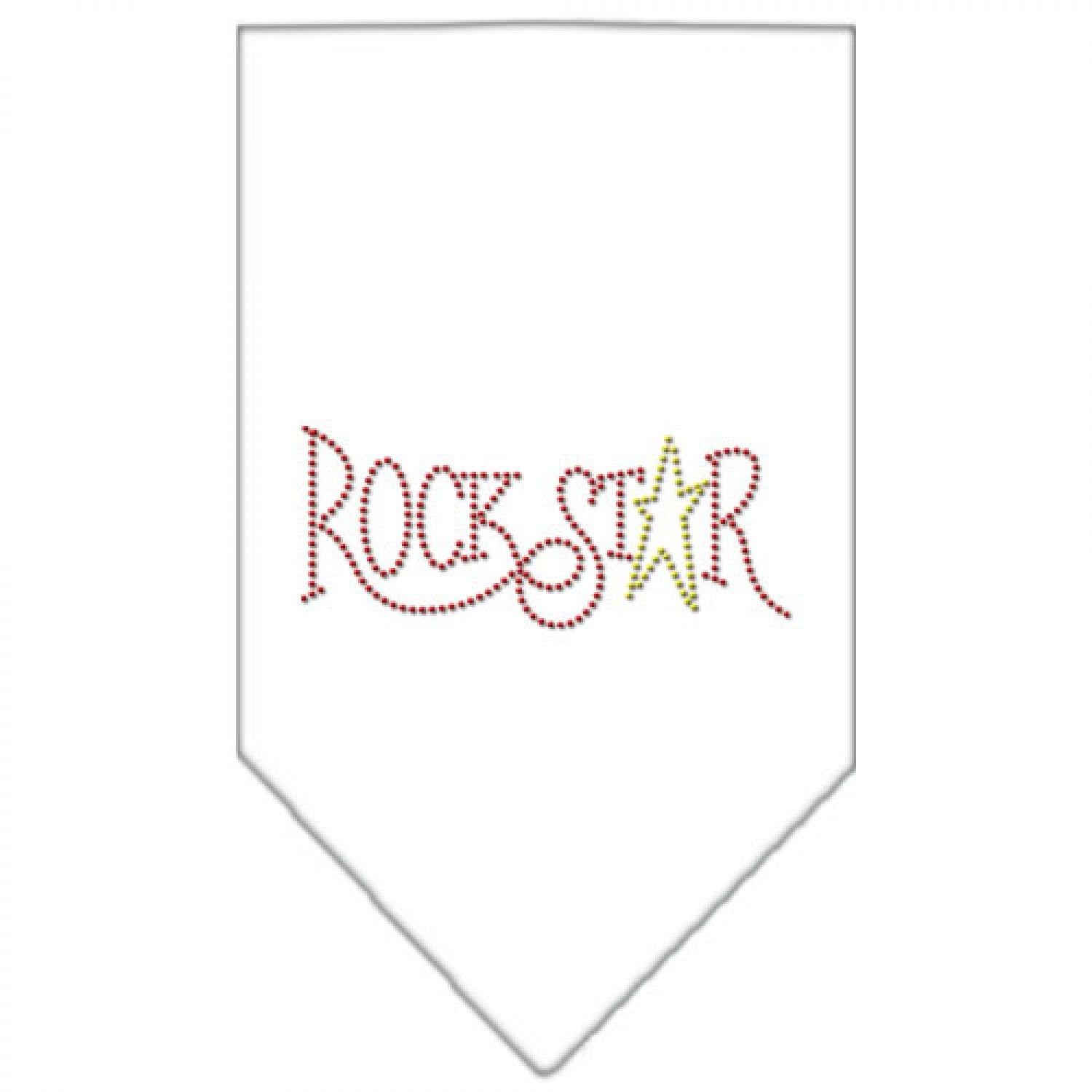 Pet and Dog Bandana Rhinestone, "Rock Star" White Small