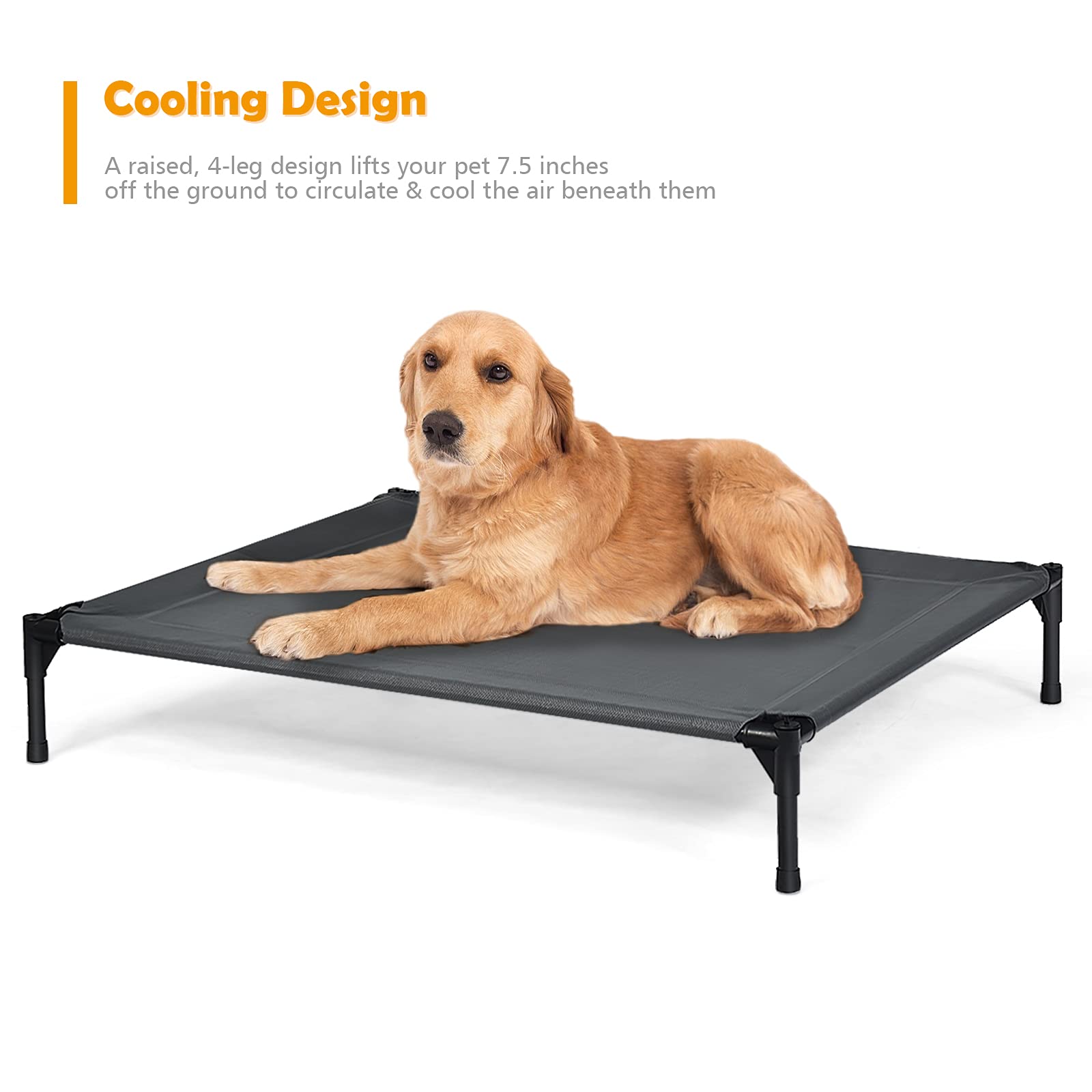 Giantex Elevated Dog Bed With Canopy, Portable Indoor Outdoor Pet Cot For Camping Beach Lawn, Keep Dogs Cats Cool In Summer, Bre