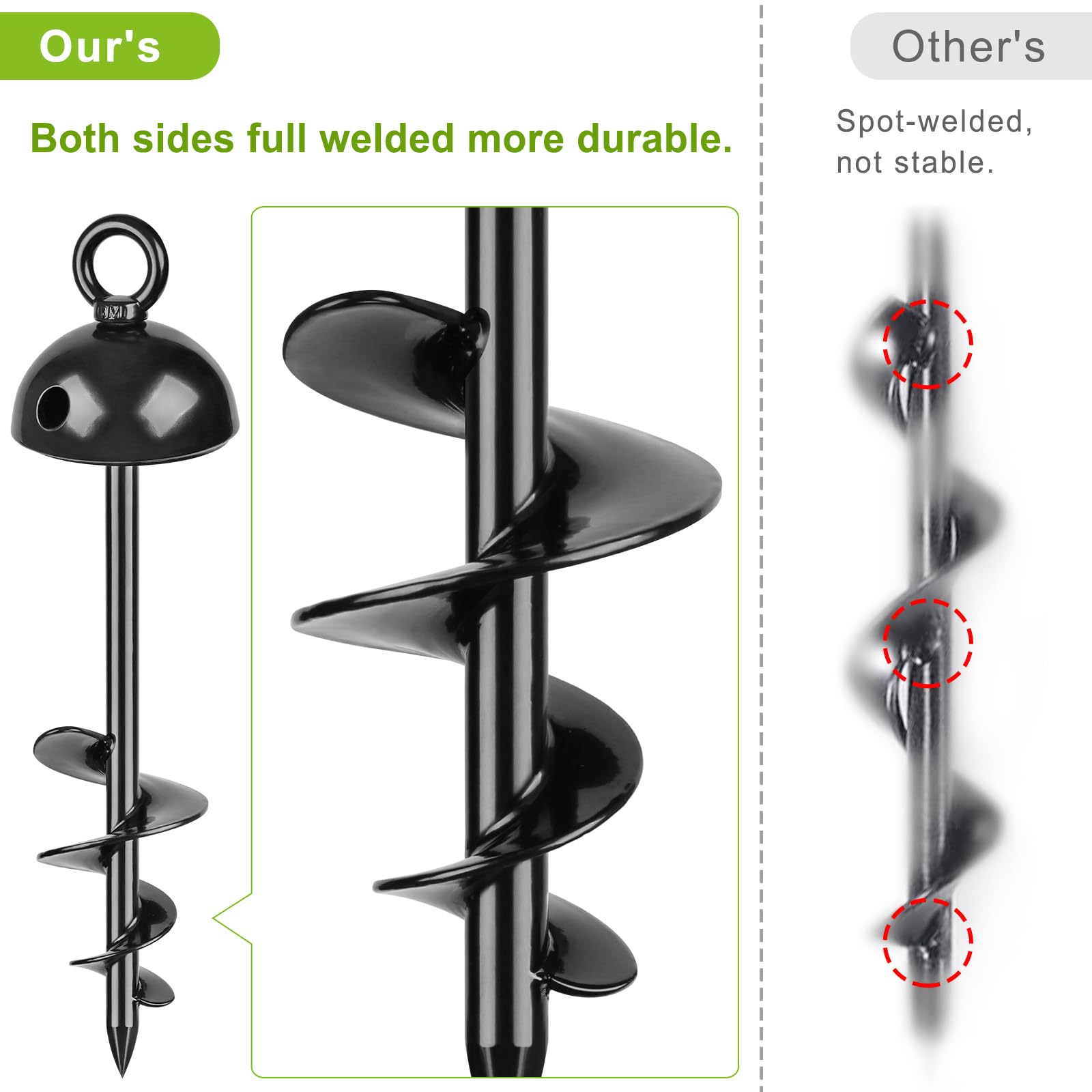 Lifeswell Heavy Duty 15'' Dog Tie Out Stake, 360 Swivel, No Tangle, Easy Install, For Large Dogs Up To 220Lbs, Perfect For Yard,