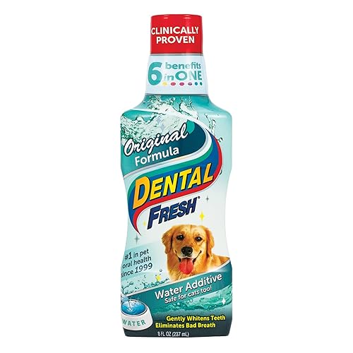 Dental Fresh Water Additive for Dogs, Original Formula, 8oz - Cat & Dog Breath Freshener and Teeth Cleaning for Dental Care for