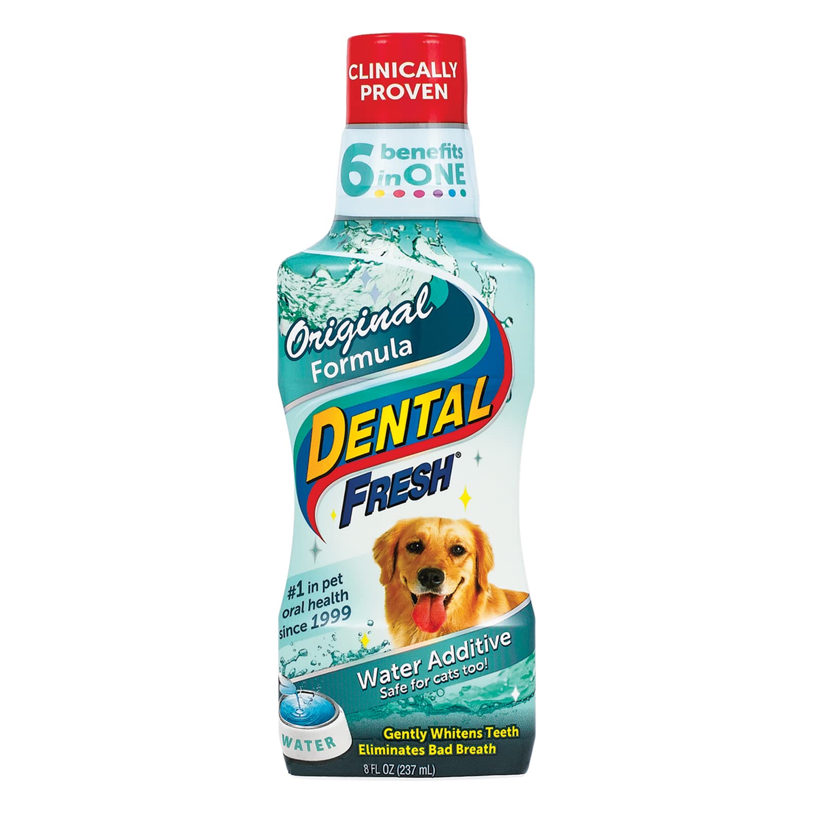 Dental Fresh Water Additive for Dogs, Original Formula, 8oz - Cat & Dog Breath Freshener and Teeth Cleaning for Dental Care for 