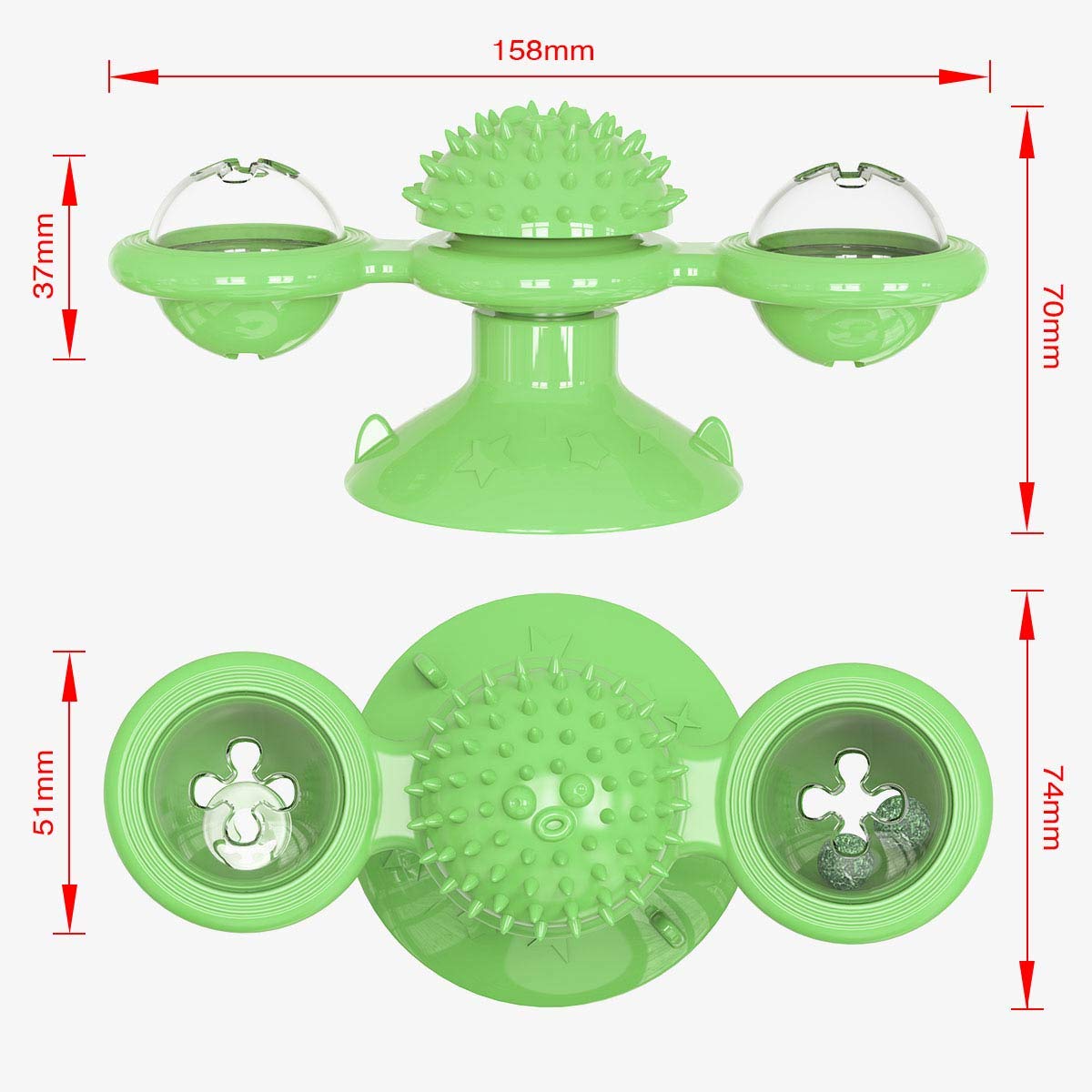 Gbsyu Interactive Windmill Cat Toys With Catnip : Cat Toys For Indoor Cats Funny Kitten Toys With Led Light Ball Suction Cup?Cat Nip Toy For Cat Chew Exercise (Green)