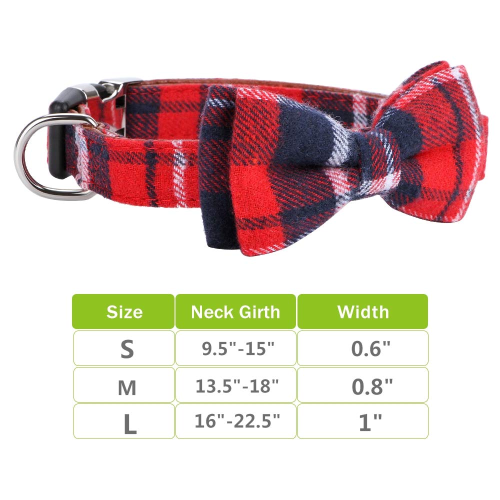 Faleela Soft &Comfy Bowtie Dog Collar,Detachable And Adjustable Bow Tie Collar,For Small Medium Large Pet (L, Red)