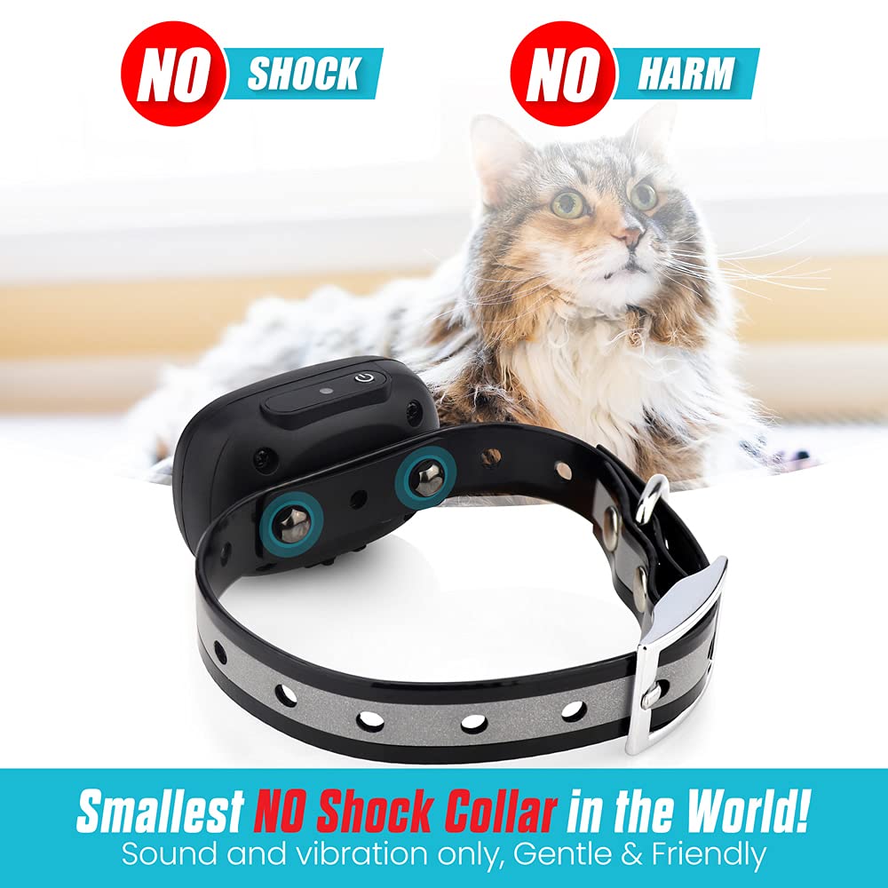 Vibrating Cat Collar - No Shock - Cat Training Collar With Remote - Fits Kittens To Adult Cats - Vibration & Sound Only - 1,000 Ft Range - Long Lasting Battery Life – 9 Intensity Levels (Dark Blue)
